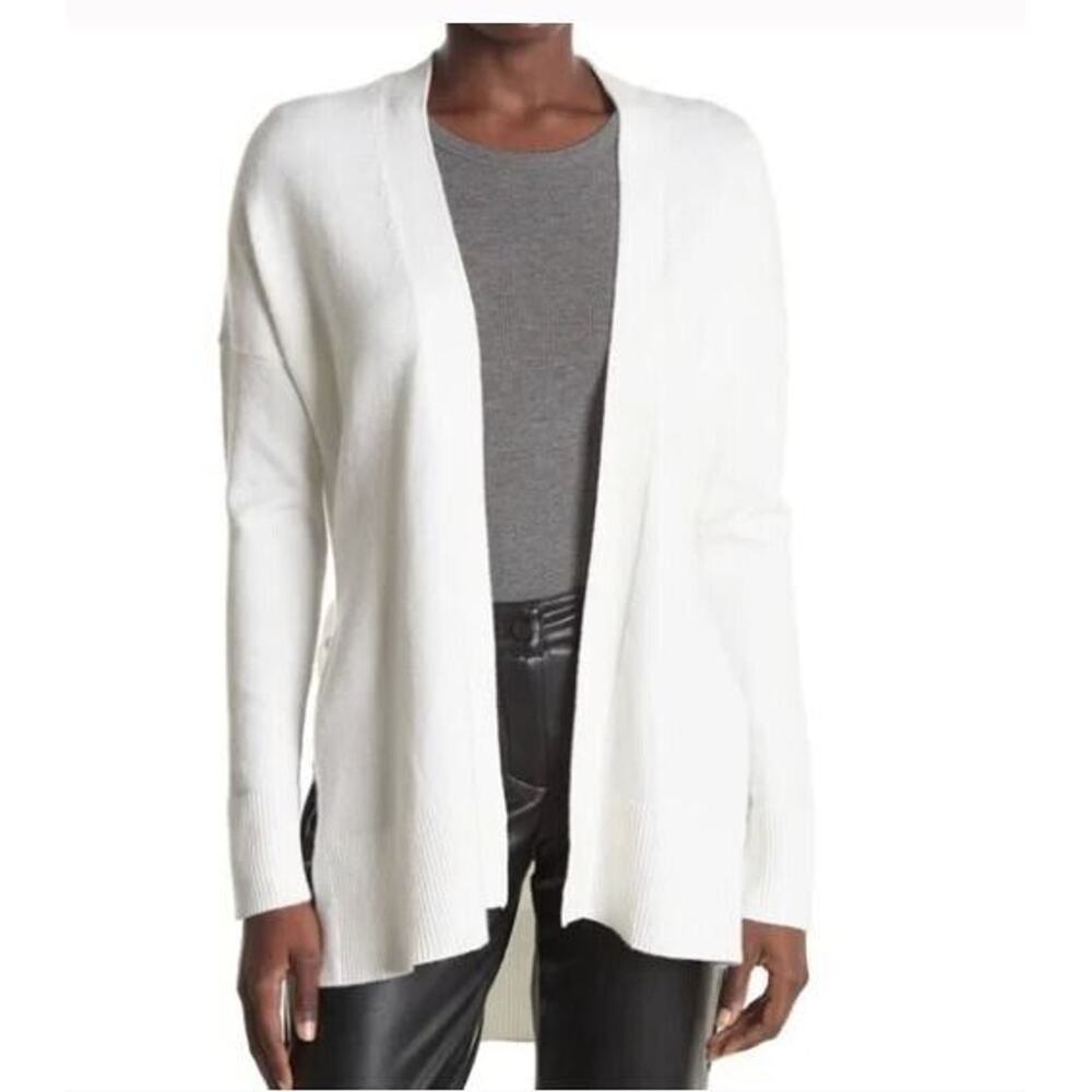 Laundry by Shelli Segal Open Front Belted Cardigan in Marshmallow Medium $89